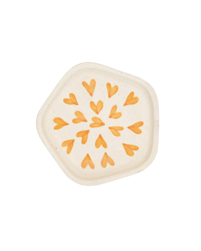 Scattered Hearts Hand-Painted Ceramic Trinket Dish - Yellow by Modus & Mood