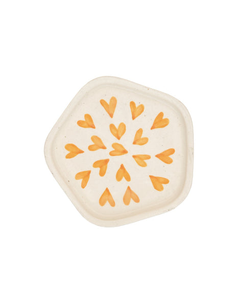 Scattered Hearts Hand-Painted Ceramic Trinket Dish - Yellow