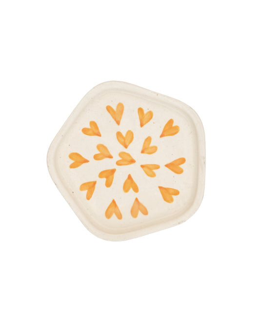 Scattered Hearts Hand-Painted Ceramic Trinket Dish - Yellow by Modus & Mood