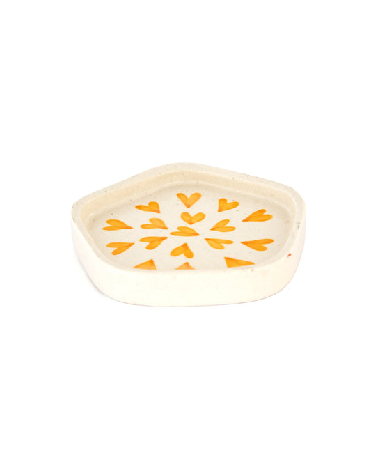 Scattered Hearts Hand-Painted Ceramic Trinket Dish - Yellow - view 2 of 3