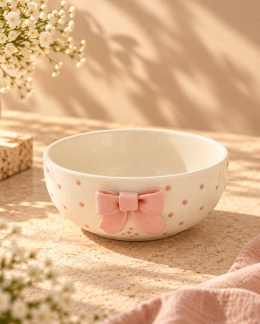 Sculpted Bow Ceramic Bowl - Pink by Modus & Mood