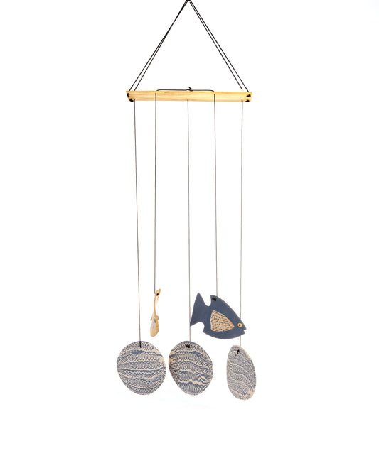 Seashell Nerikomi Ceramic Wind Chime - Waves - view 2 of 4