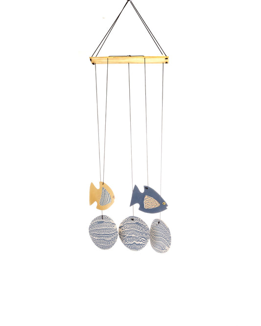 Seashell Nerikomi Ceramic Wind Chime - Waves - view 3 of 4