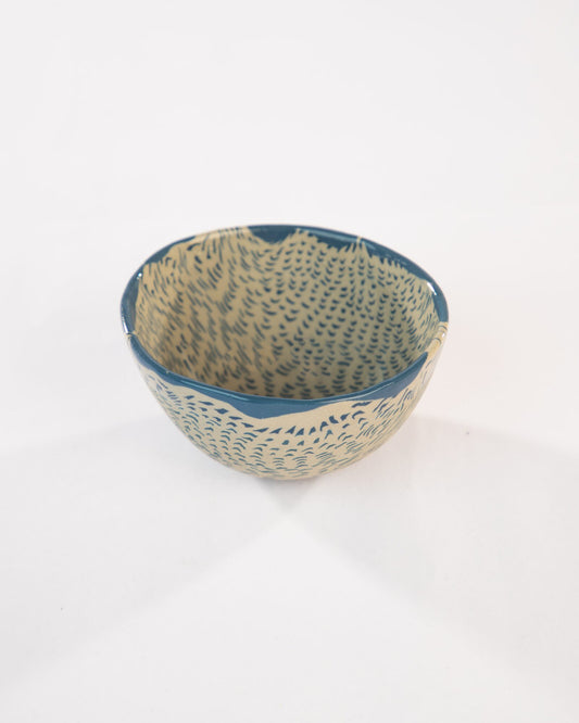 Dune Speckled Nerikomi Ceramic Bowl - Cream & Indigo by Modus & Mood