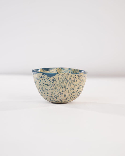 Dune Speckled Nerikomi Ceramic Bowl - Cream & Indigo - view 2 of 6