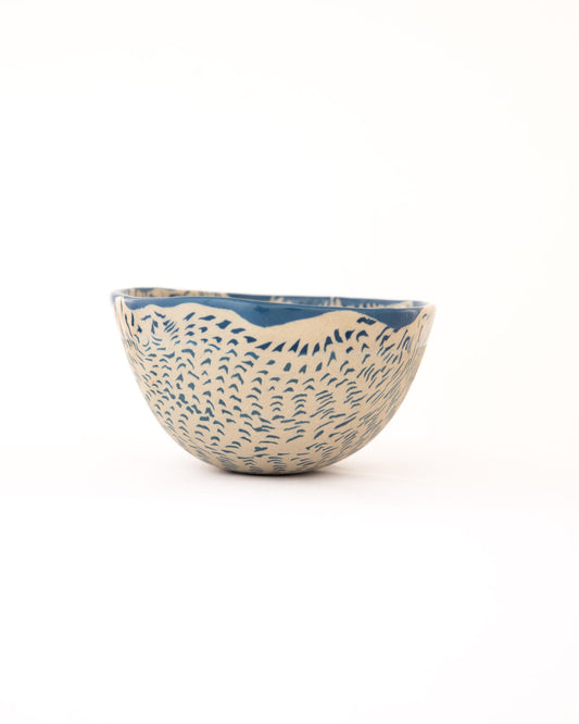 Dune Speckled Nerikomi Ceramic Bowl - Cream & Indigo - view 3 of 6