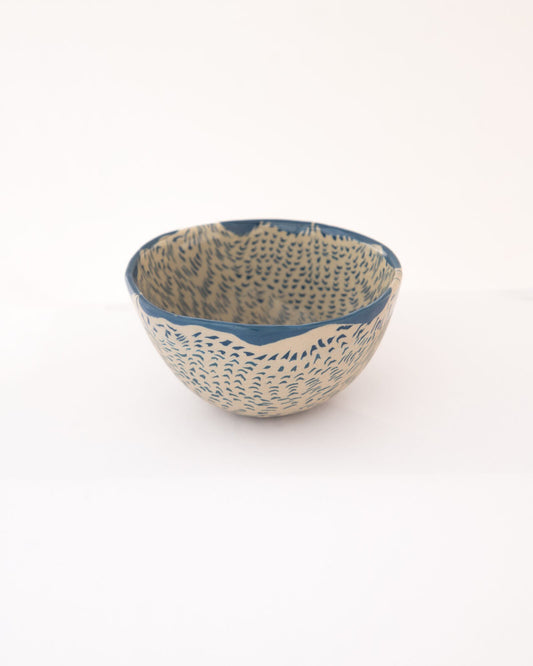 Dune Speckled Nerikomi Ceramic Bowl - Cream & Indigo - view 4 of 6