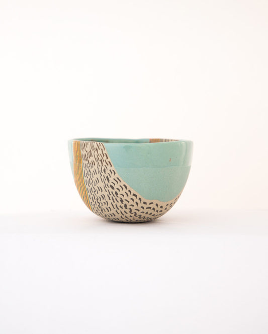 Dune Speckled Nerikomi Ceramic Bowl - Sea Green - view 2 of 5