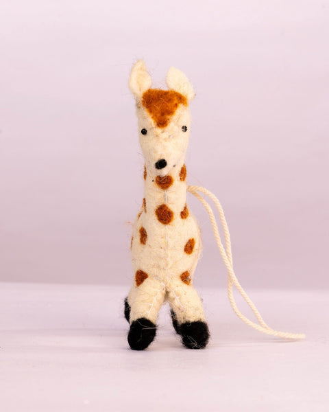 Spotted Wool-Felt Giraffe Figurine