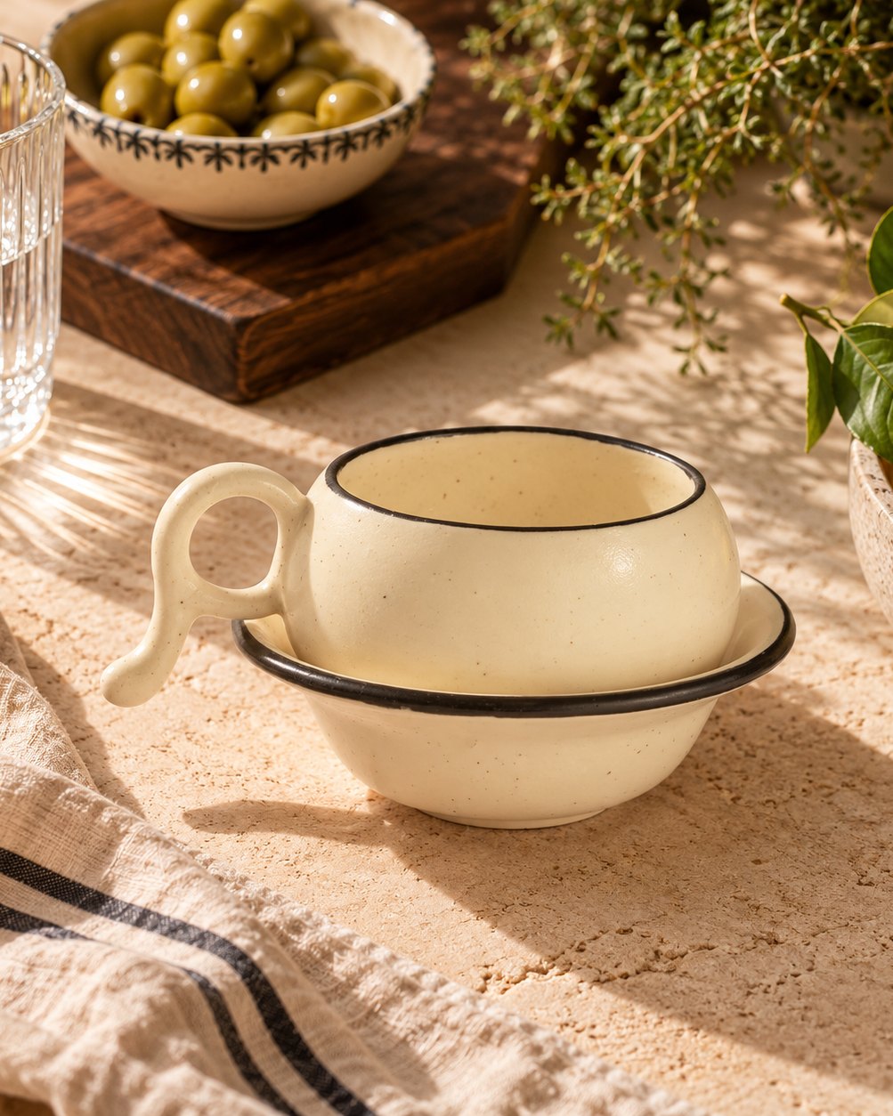 Stackable Ceramic Chai Cup & Saucer Set by Modus & Mood