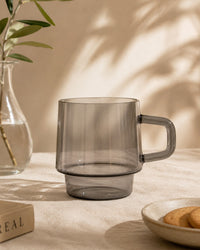 Stackable Straight-Sided Glass Mug - Smoke Grey by Modus & Mood