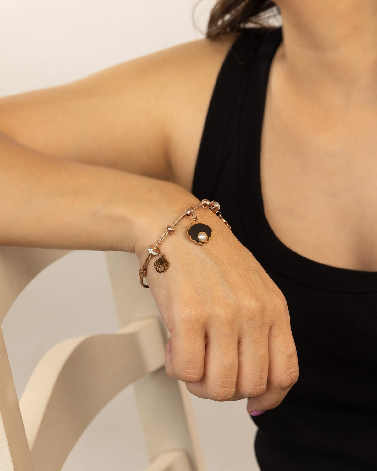 Star & Evil Eye Charm Anti-Tarnish Bracelet - Black by Modus & Mood