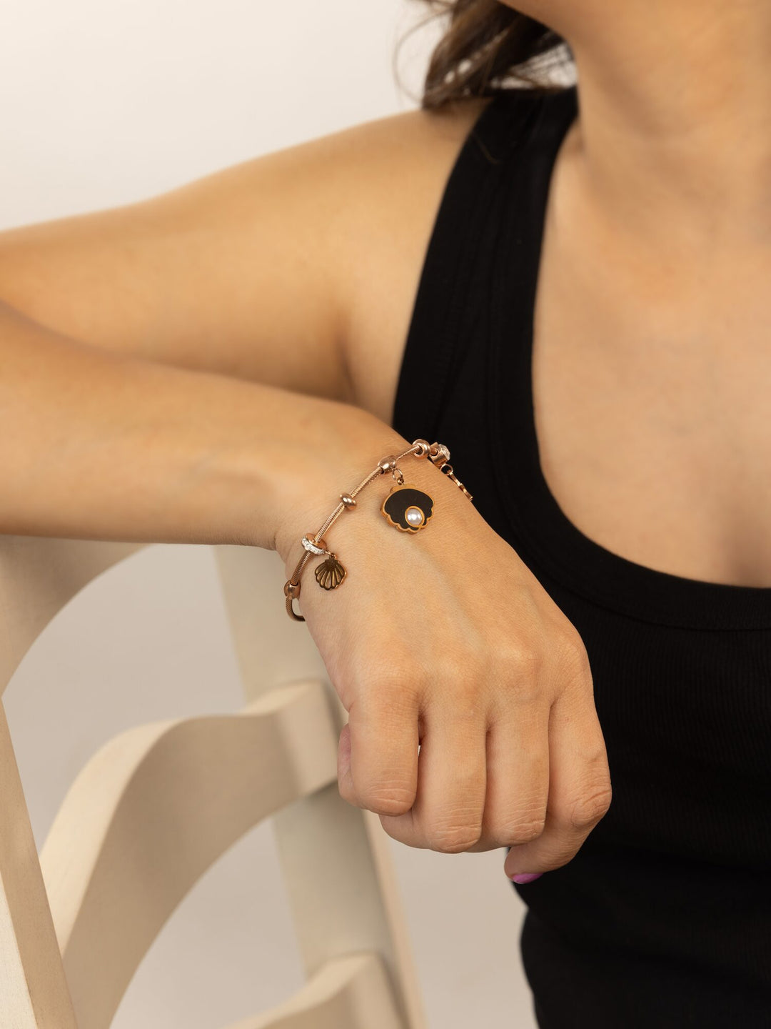Star & Evil Eye Charm Anti-Tarnish Bracelet - Black - view 3 of 3