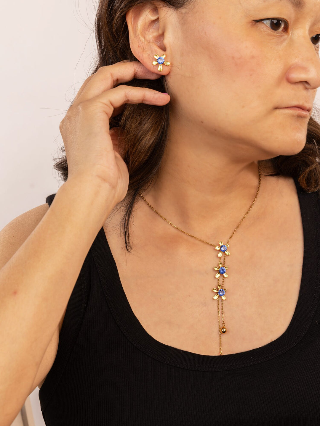 Star Lariat Anti-Tarnish Necklace - Blue - view 4 of 4