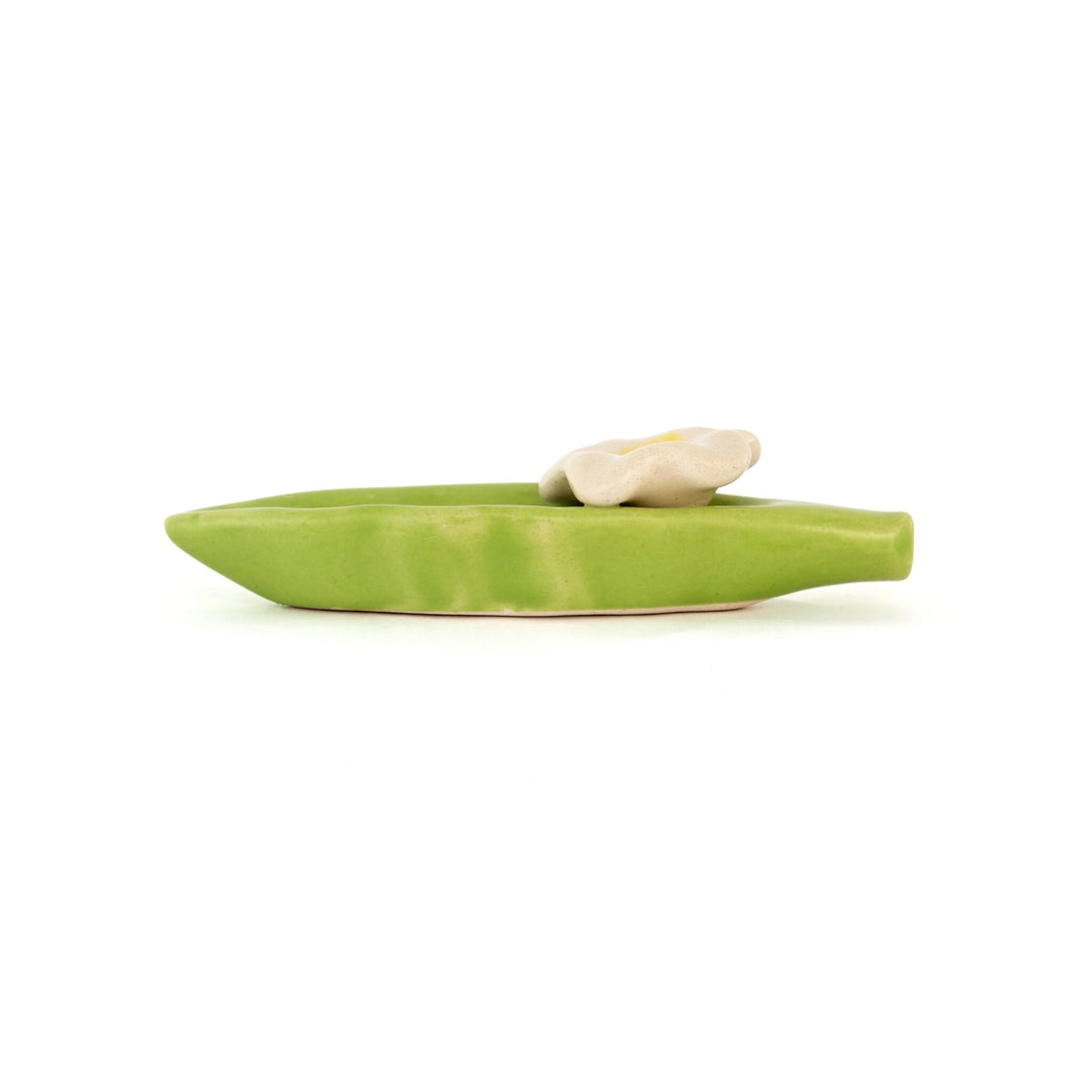 Leaf Ceramic Incense Holder - Green - view 2 of 3