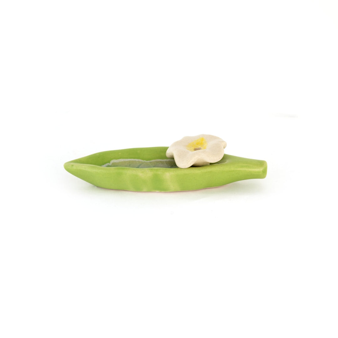 Leaf Ceramic Incense Holder - Green - view 3 of 3