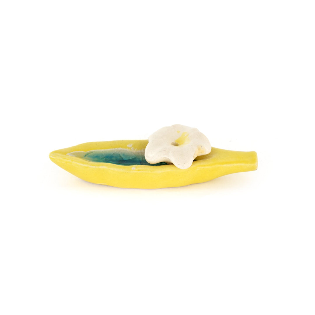 Leaf Ceramic Incense Holder - Yellow - view 4 of 4