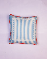 Stripe & Trim Cotton Cushion Cover - Sky Blue by Modus & Mood