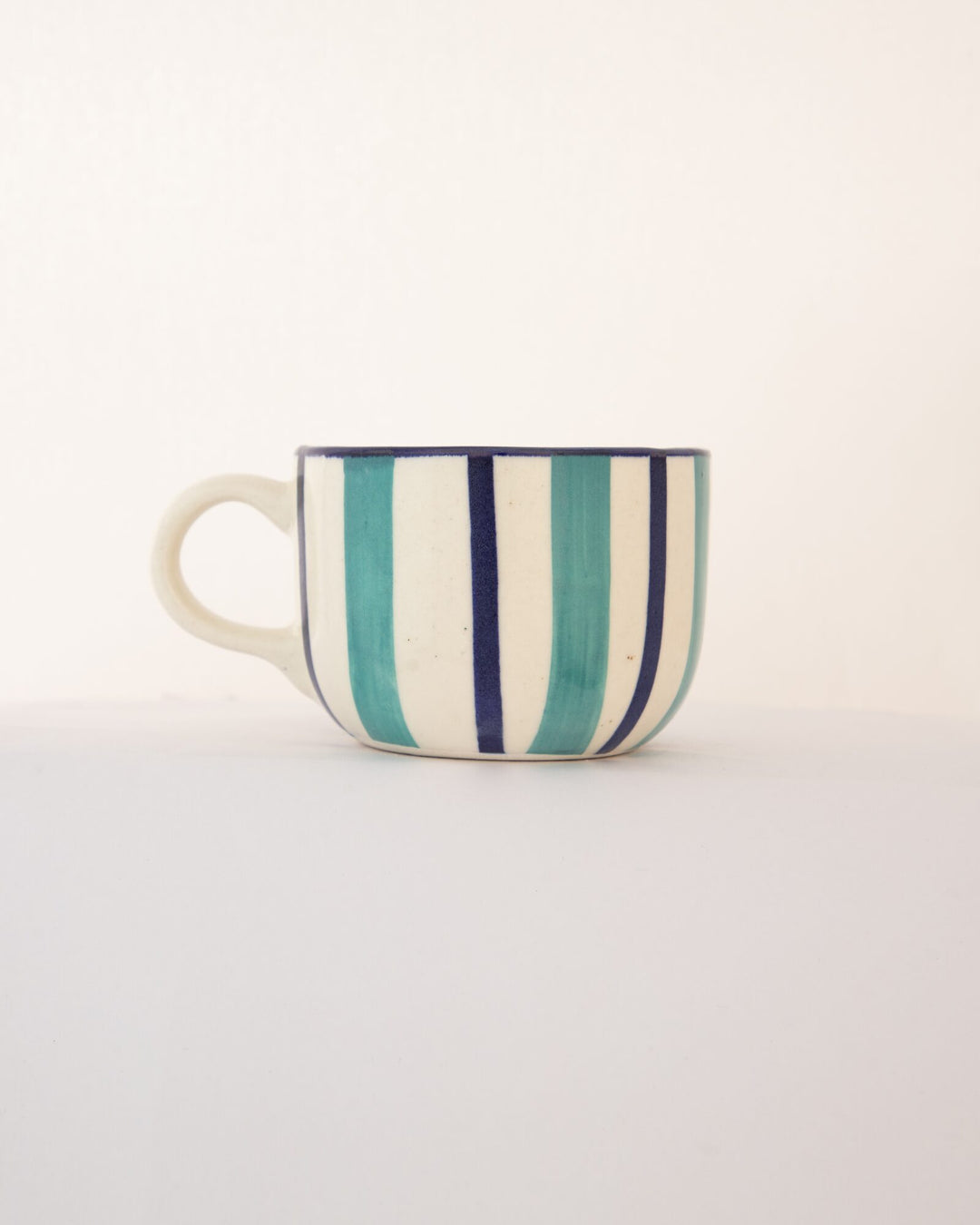 Deckchair Stripe Hand-Painted Ceramic Cup - Teal by Modus & Mood