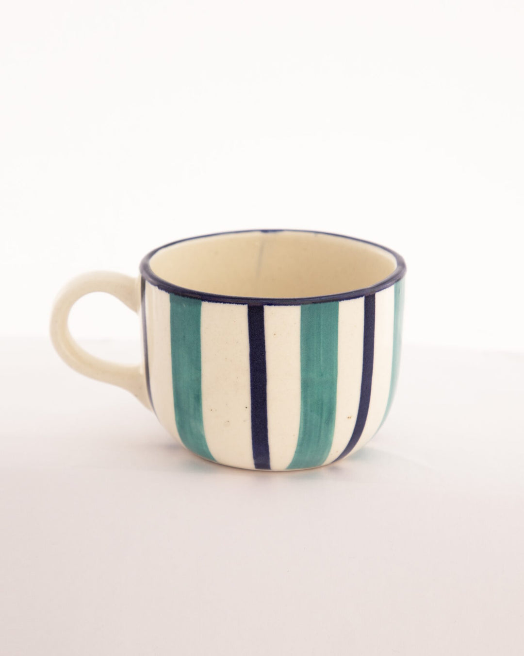 Deckchair Stripe Hand-Painted Ceramic Cup - Teal - view 2 of 3