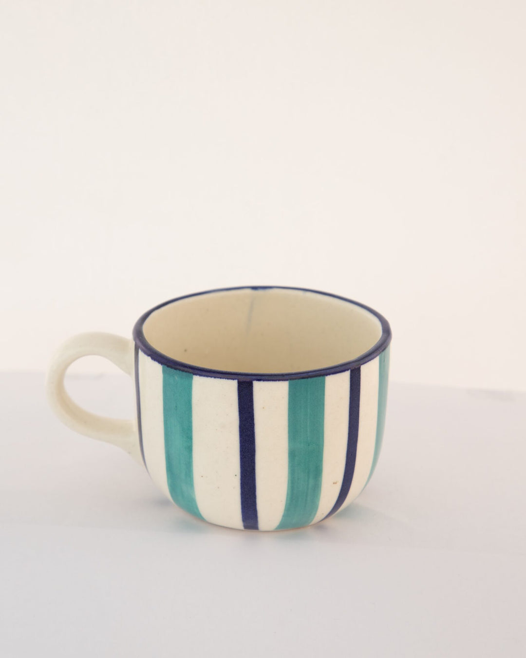 Deckchair Stripe Hand-Painted Ceramic Cup - Teal - view 3 of 3