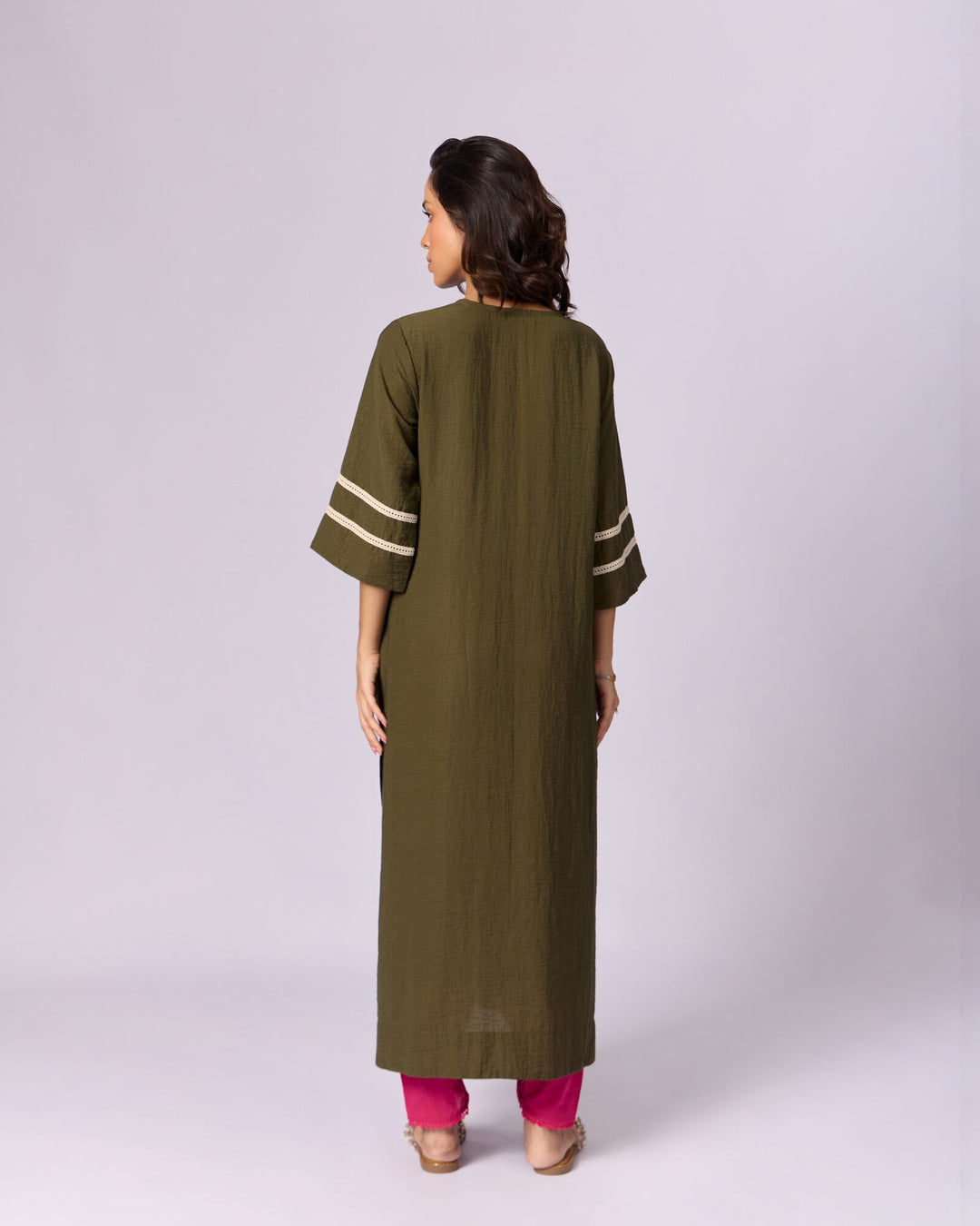 Women's Cotton Kurta/Kaftan - Olive Green by Modus & Mood