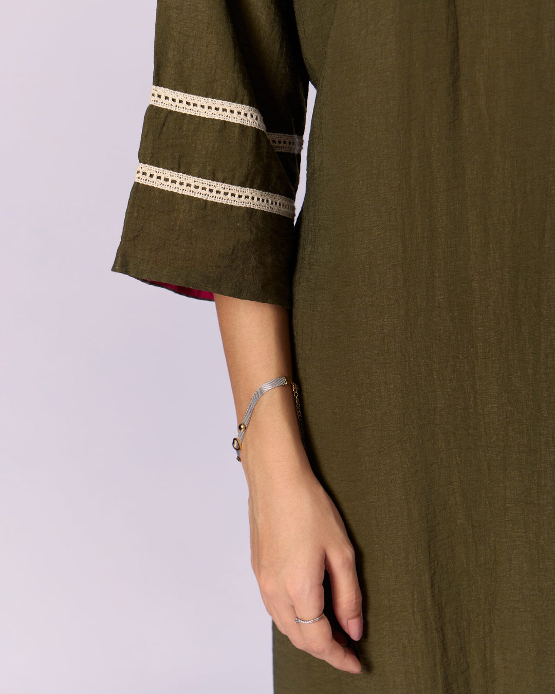 Women's Cotton Kurta/Kaftan - Olive Green - view 6 of 6