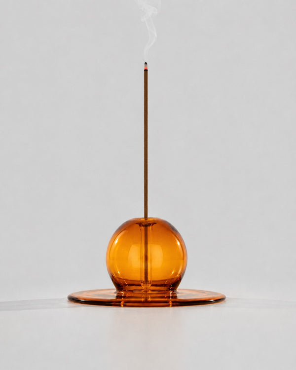 Sun Orb Amber Glass - Incense Stick Stand