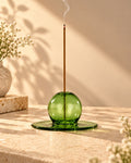 Sun Orb Green Glass - Incense Stick Stand