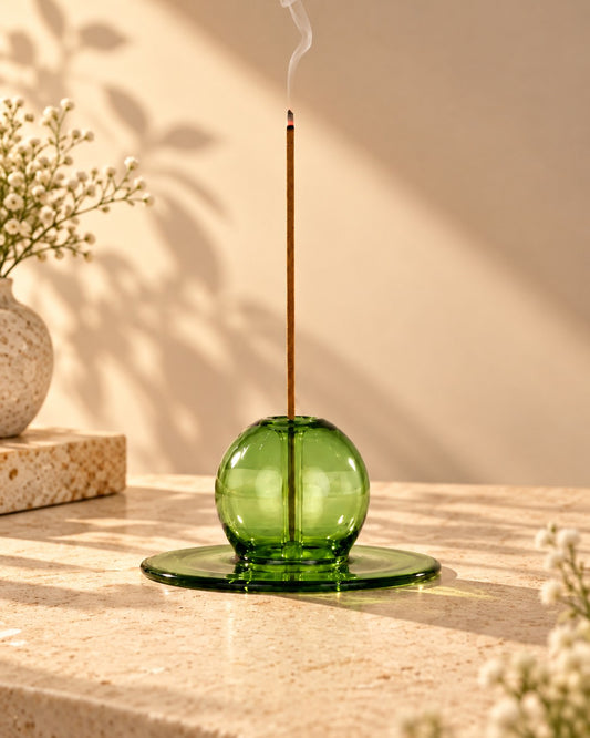 Sun Orb Green Glass - Incense Stick Stand by Modus & Mood