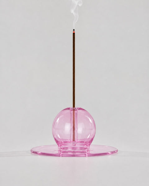 Sun Orb Pink Glass - Incense Stick Stand