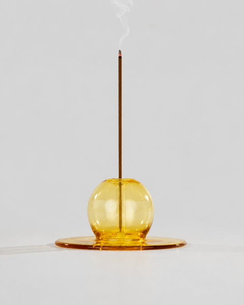 Sun Orb Yellow Glass - Incense Stick Stand