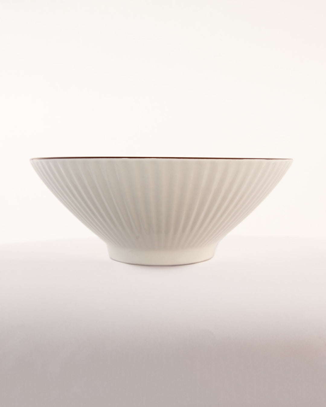 Fluted Ceramic Salad Bowl - Blue Rim by Modus & Mood