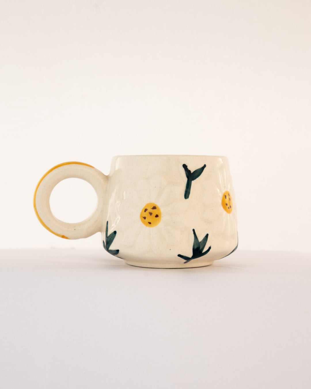 Sunflower Ring-Handle Hand-Painted Ceramic Mug by Modus & Mood