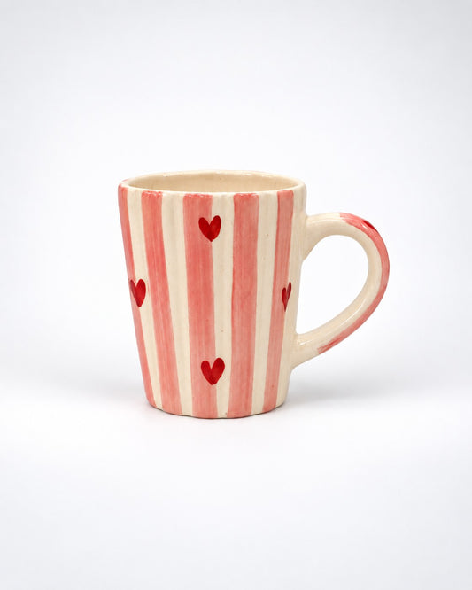 Sweetheart Pink Striped Ceramic Mug with Lid - view 3 of 4