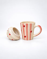 Sweetheart Pink Striped Ceramic Mug with Lid - view 4 of 4