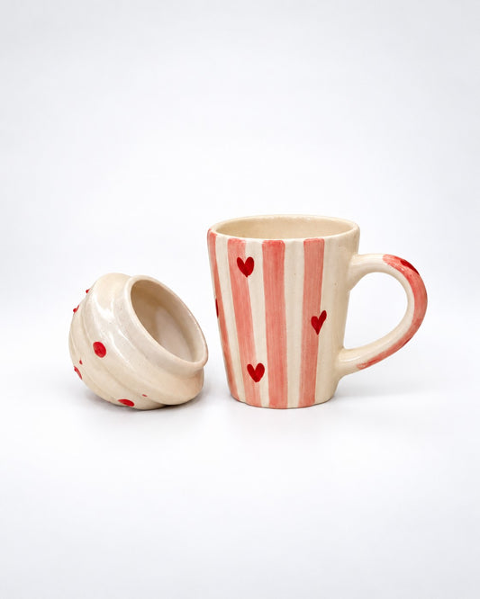 Sweetheart Pink Striped Ceramic Mug with Lid - view 4 of 4