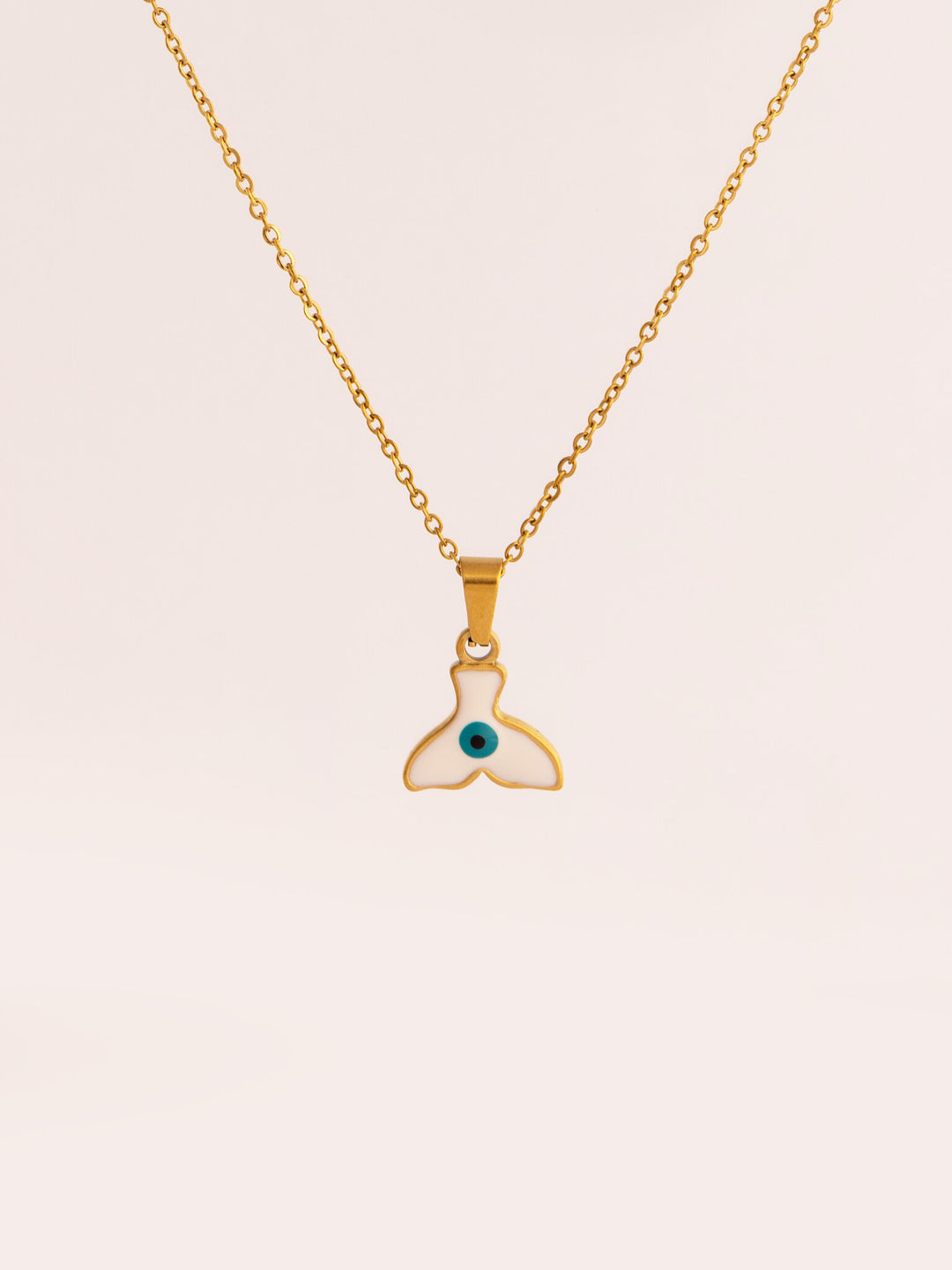 Enamel Fin Pendant Anti-Tarnish Necklace - Blue - view 2 of 4