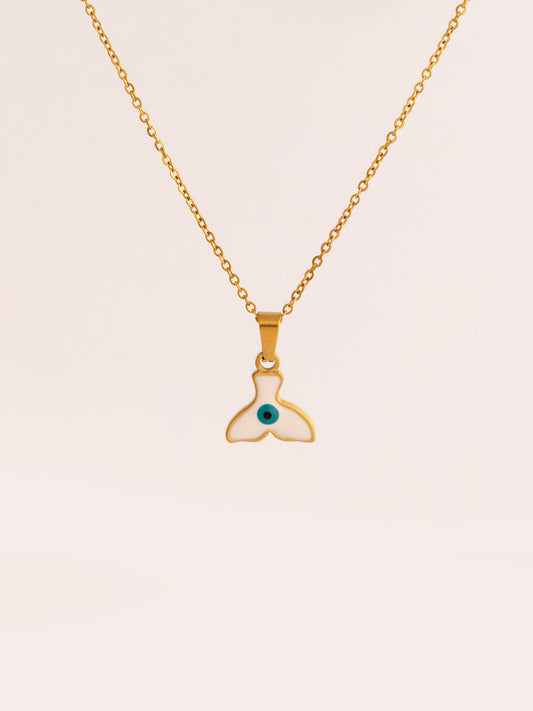 Enamel Fin Pendant Anti-Tarnish Necklace - Blue - view 2 of 4