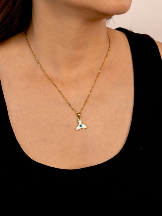 Enamel Fin Pendant Anti-Tarnish Necklace - Blue - view 4 of 4