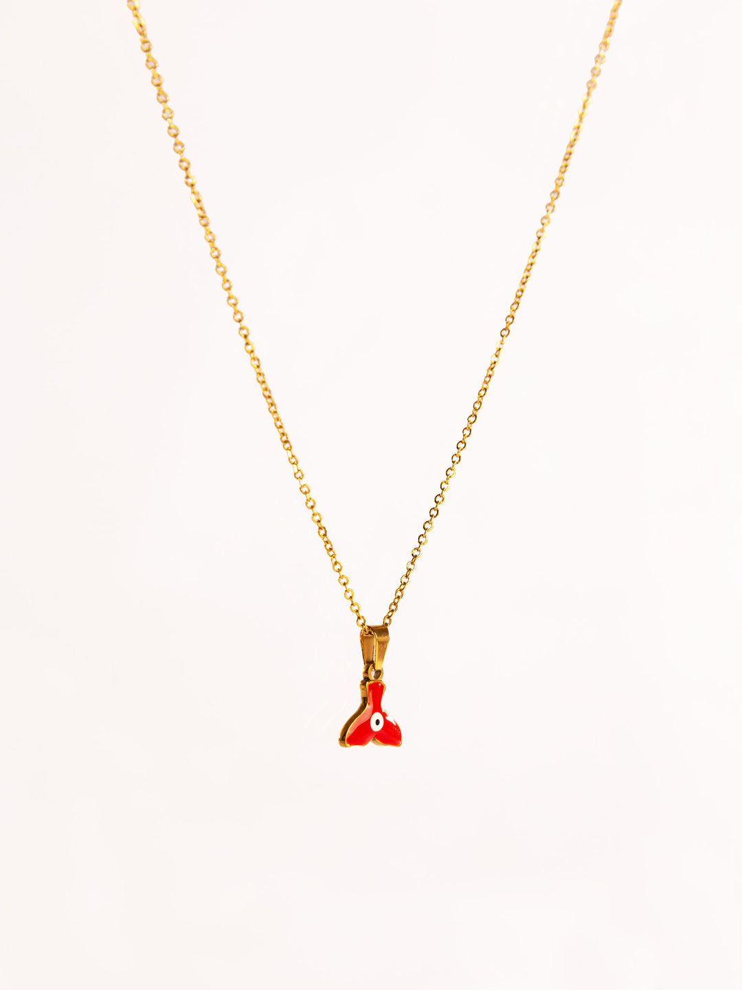 Enamel Fin Pendant Anti-Tarnish Necklace - Red - view 2 of 7
