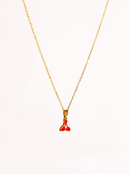Enamel Fin Pendant Anti-Tarnish Necklace - Red - view 2 of 7