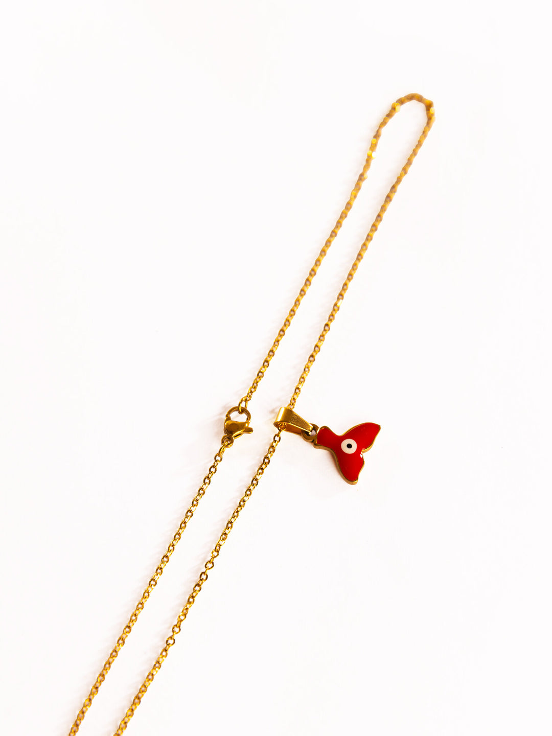 Enamel Fin Pendant Anti-Tarnish Necklace - Red - view 4 of 7