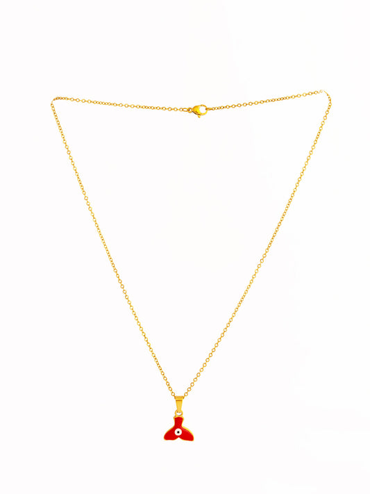 Enamel Fin Pendant Anti-Tarnish Necklace - Red - view 5 of 7
