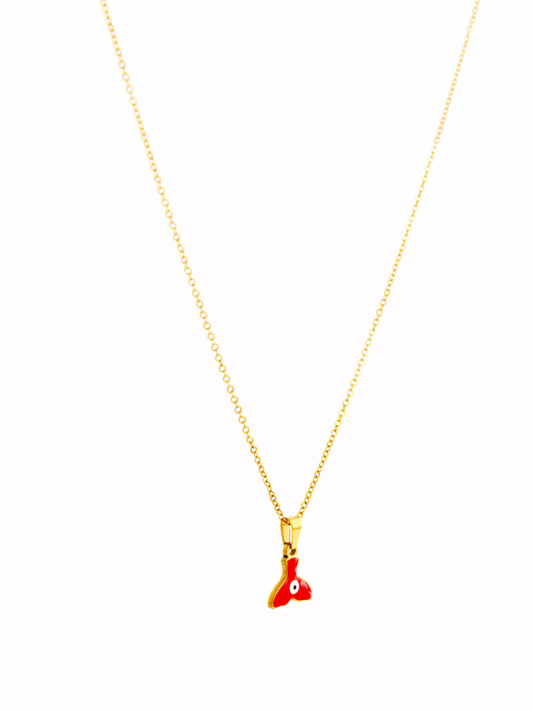 Enamel Fin Pendant Anti-Tarnish Necklace - Red - view 6 of 7
