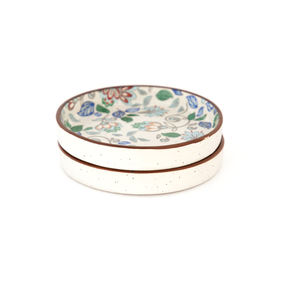 Floral Ceramic Coaster Pair - Blue Meadow - view 3 of 4