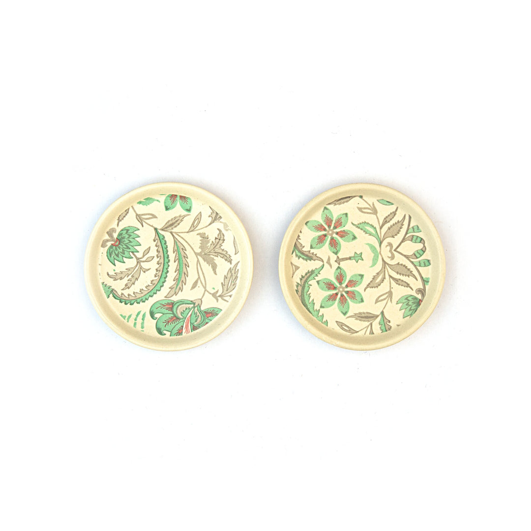 Floral Ceramic Coaster Pair - Sage Green by Modus & Mood