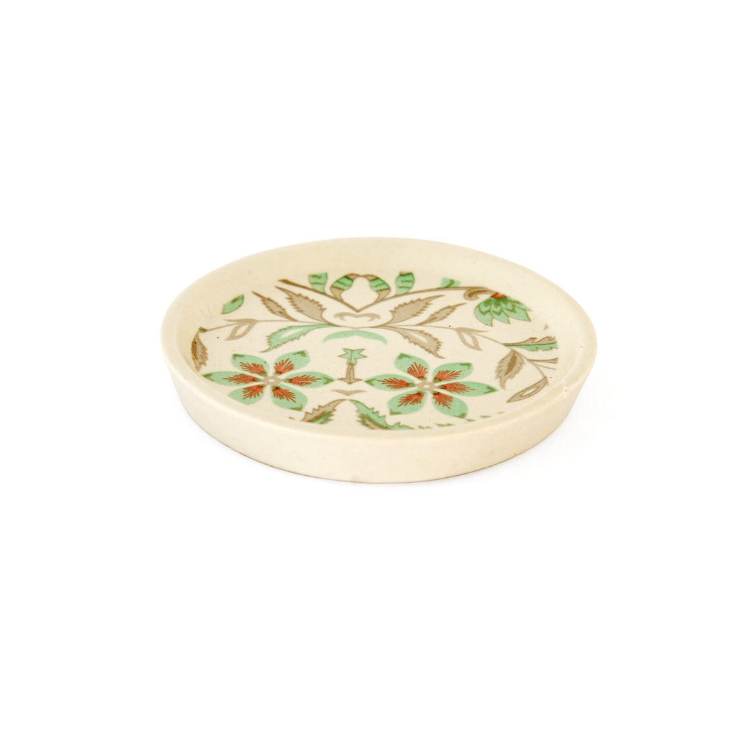 Floral Ceramic Coaster Pair - Sage Green - view 3 of 4