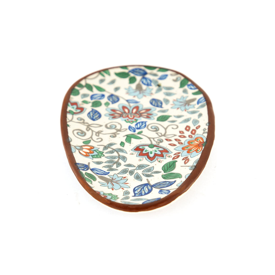 Floral Oval Snacks Plate - Blue Meadow - view 2 of 2
