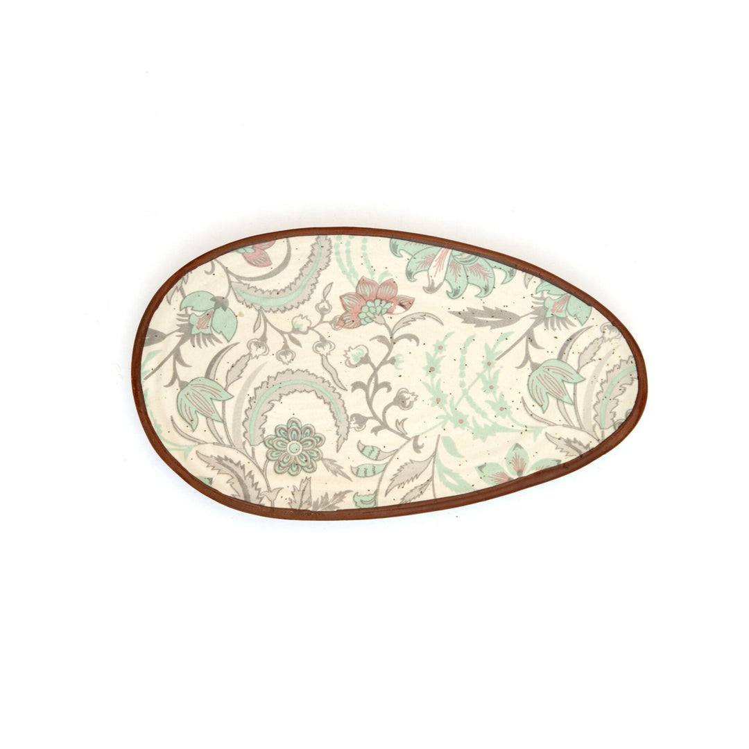 Floral Oval Snacks Plate - Sage Green by Modus & Mood